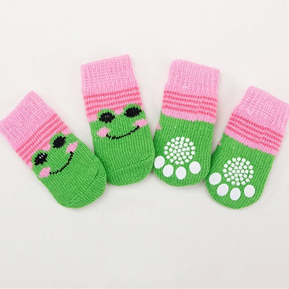 Other - Non-Slip Pet Socks - Frog Design - Elastic Knit - Set of 4